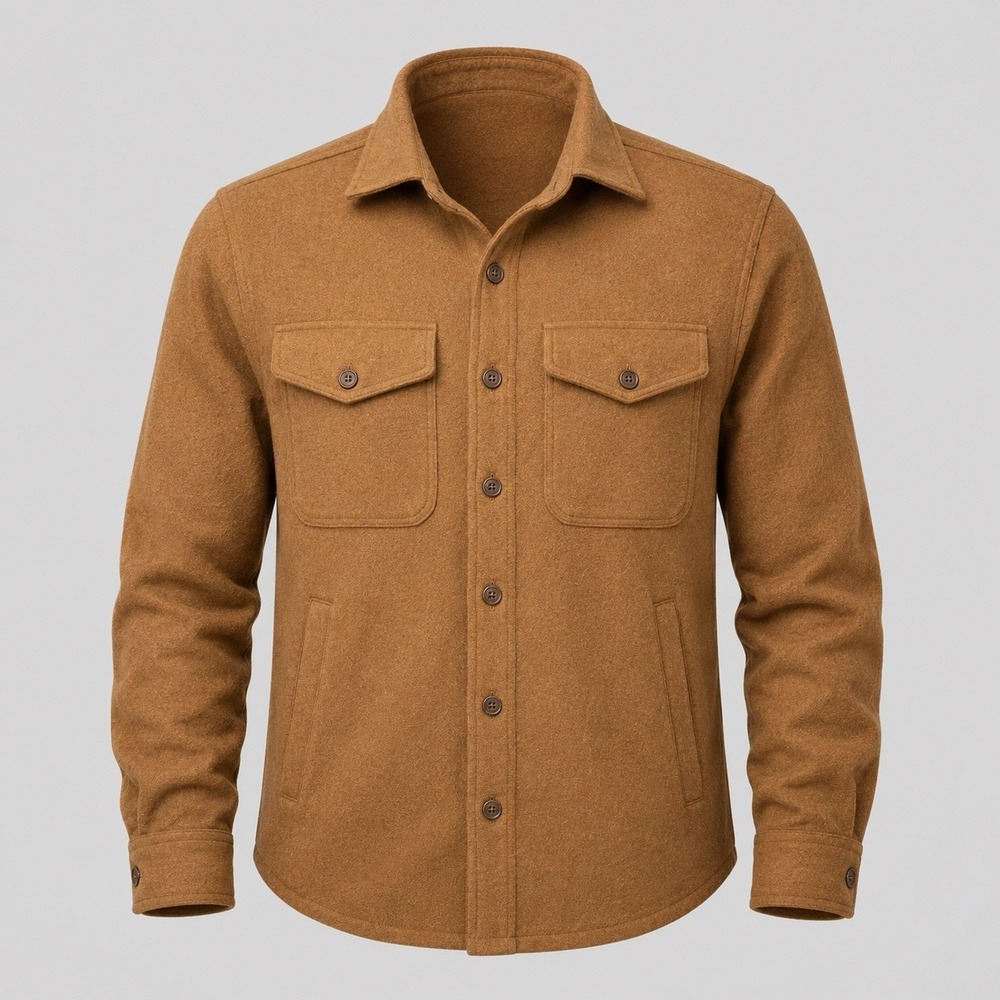 American Eagle Chamois Jacket Oversize Fit Men's Large Polyester Brown